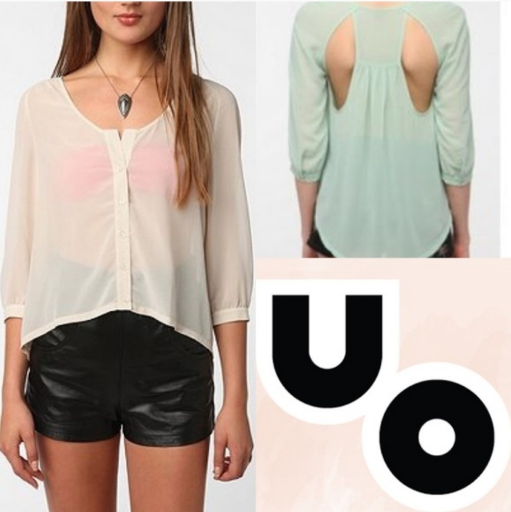 [Sparkle & Fade] Open Back Chiffon Blouse - image 1